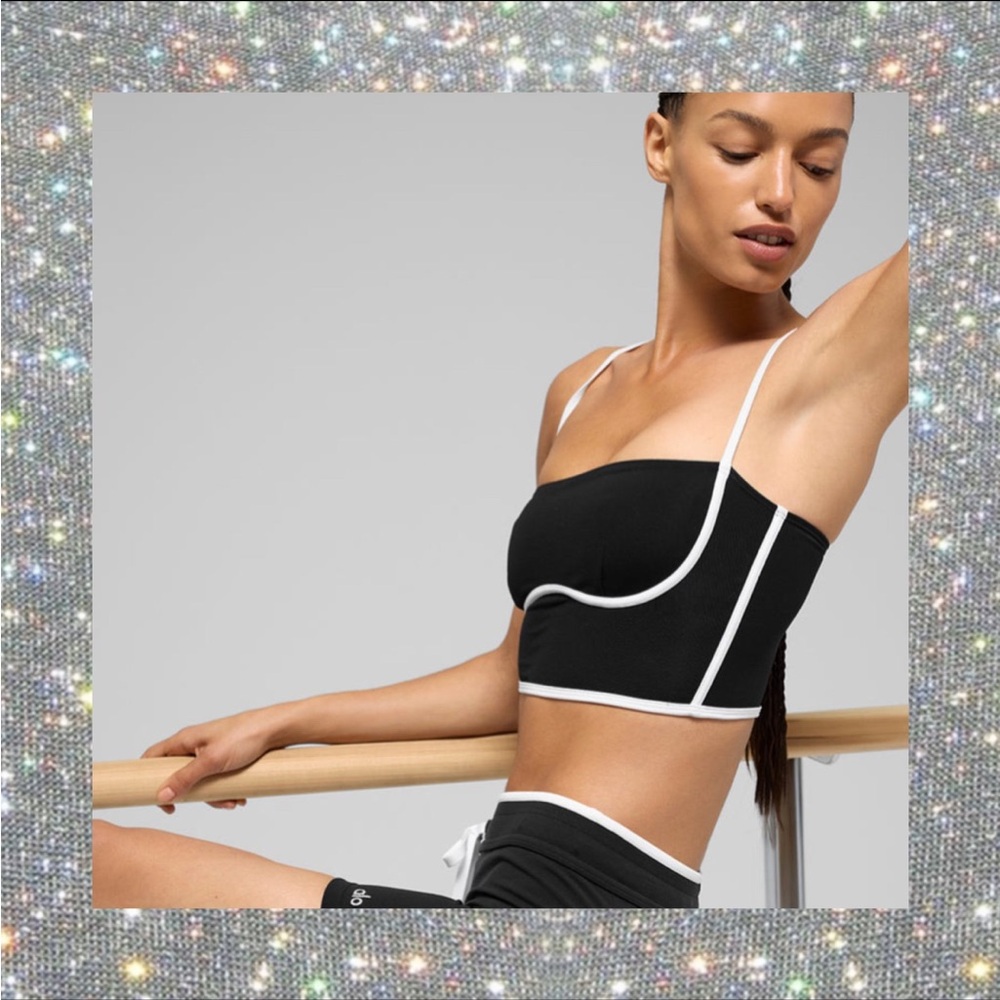 Alo Yoga Airbrush Streamlined Bra Tank in Black/White size S NWT! - Picture 2 of 4